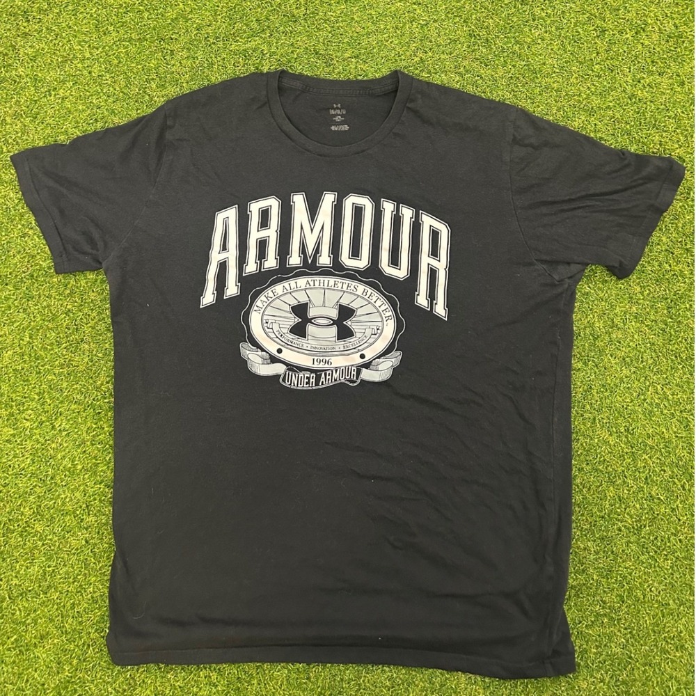 Under Armour Mens Black Armour Graphic T-Shirt Short Sleeve Loose Fit Large